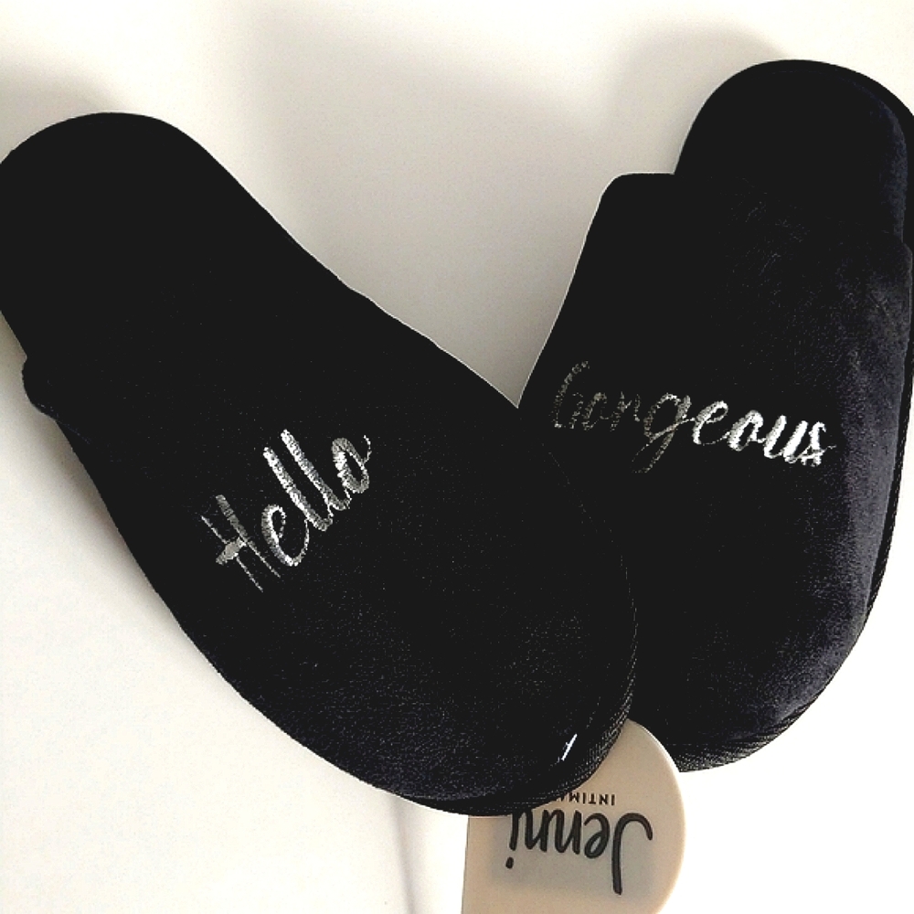 Jenni Hello Gorgeous Slippers Blk Size XL